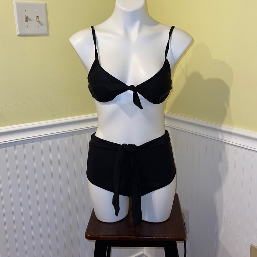 Ladies two Piece Black Swimsuit size small. Unbranded. Amazon generic brand.